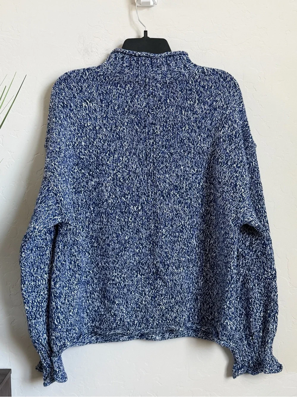 NWT 2025 J.Crew Marled Rollneck Sweater Blue Ivory Cotton Small